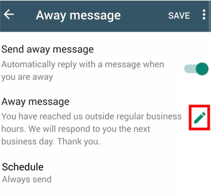 Configure Away Message content