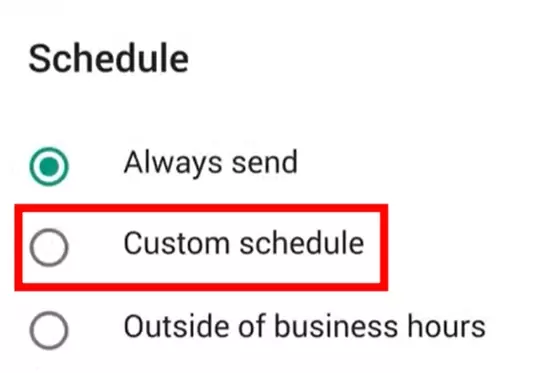 Set Away Message schedule