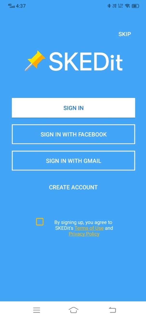 SKEDit login screen